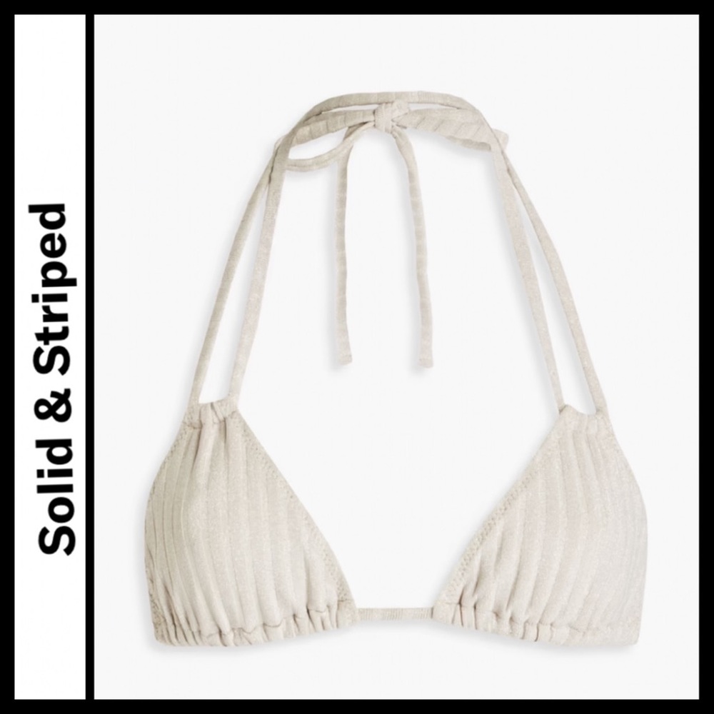 NWOT Solid & Striped Ribbed Tenley Triangle Bikini Top - Picture 3 of 10